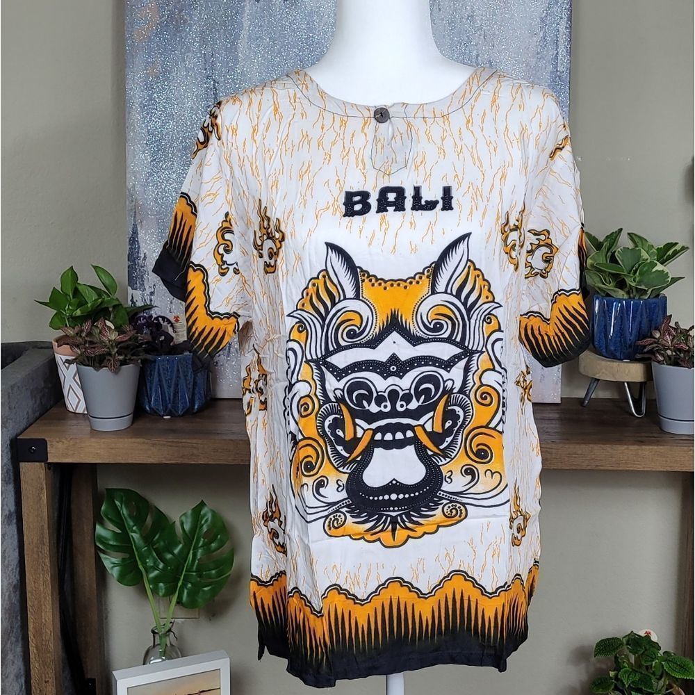 NEW! Bali Beach Summer Tshirt 100% Cotton - Yellow Barong